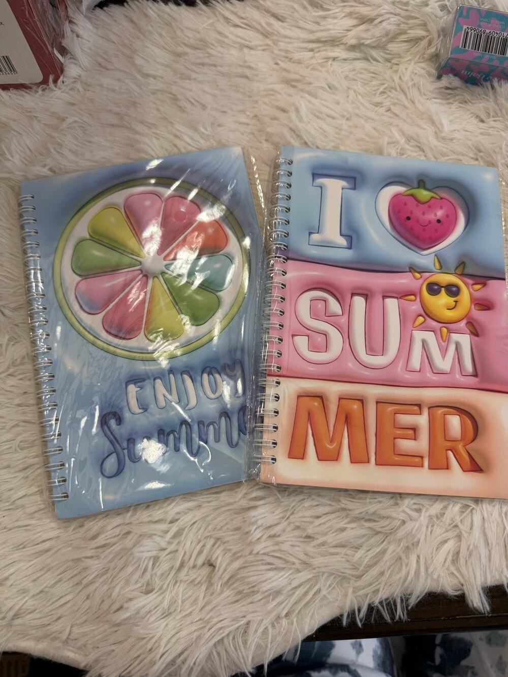 Summer themed spiral notebooks set with 'I ❤️ SUMMER' and a colorful lime